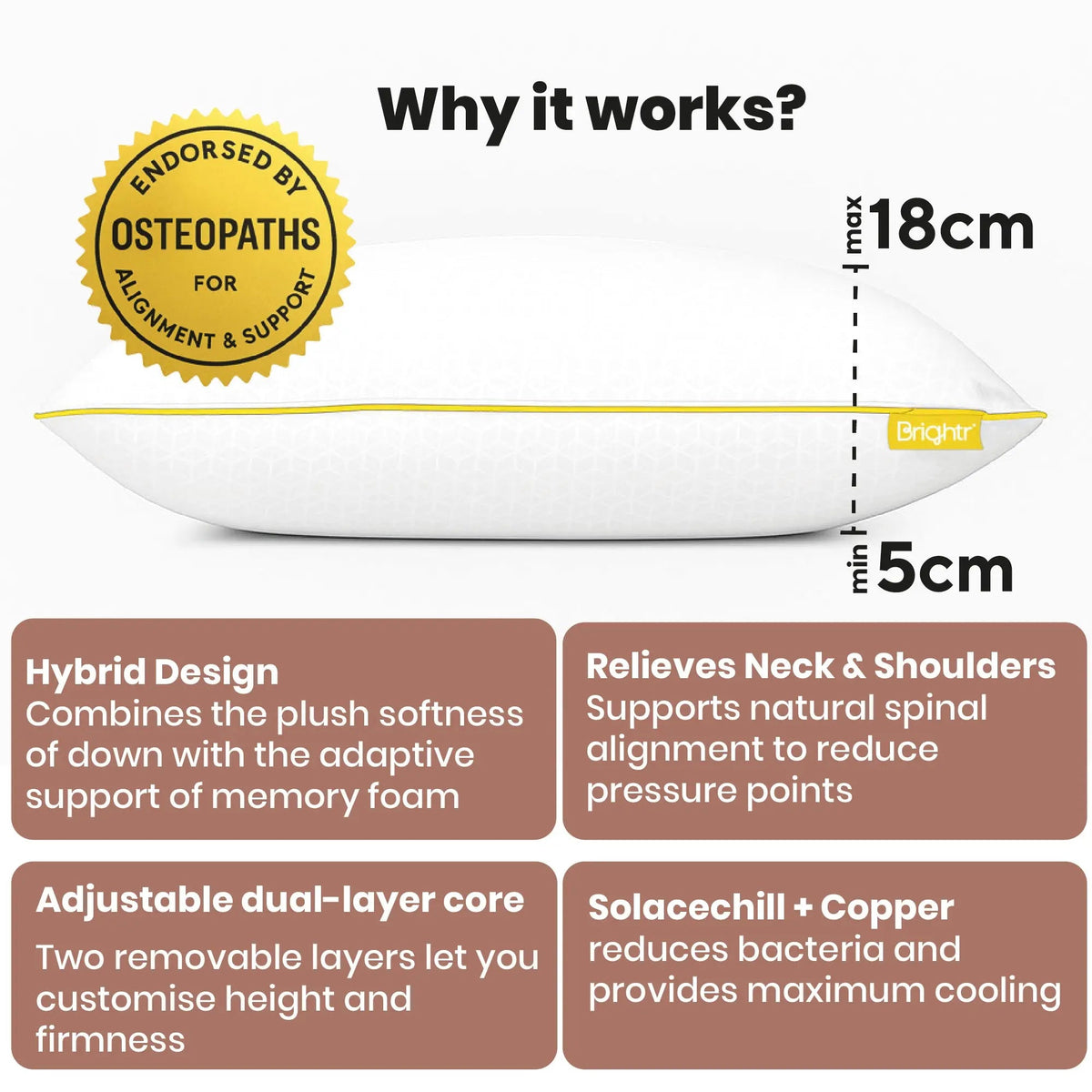 Brightr Stella The Best Pillow for Neck & Shoulder Pains
