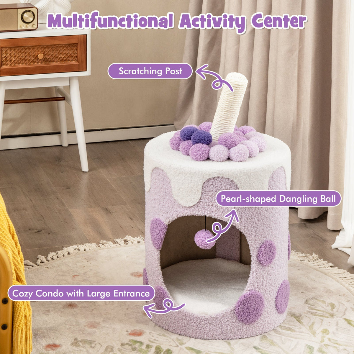 Bubble Tea Cat Tree Tower with Scratching Post-Coffee