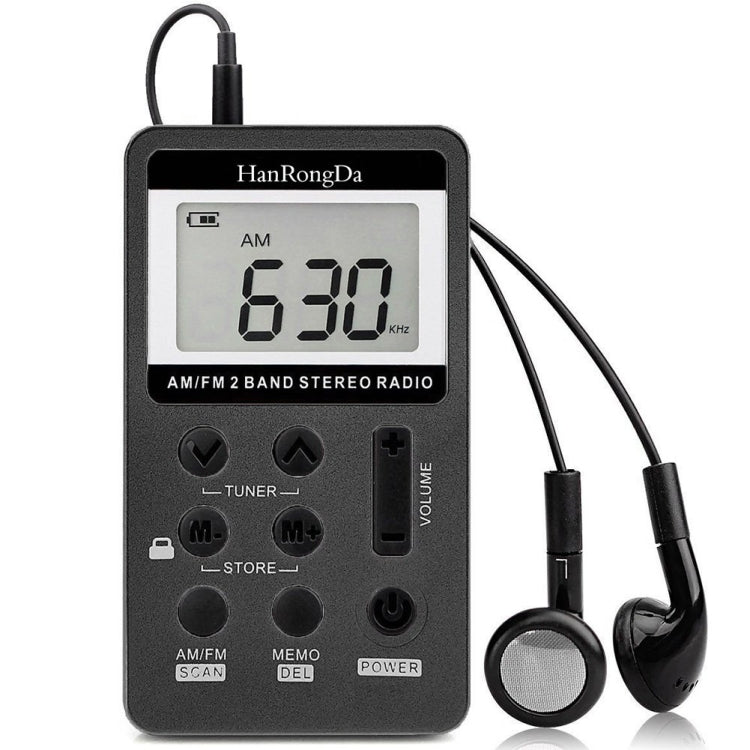 HRD-103 FM + AM Two Band Portable Radio with Lanyard & Headset