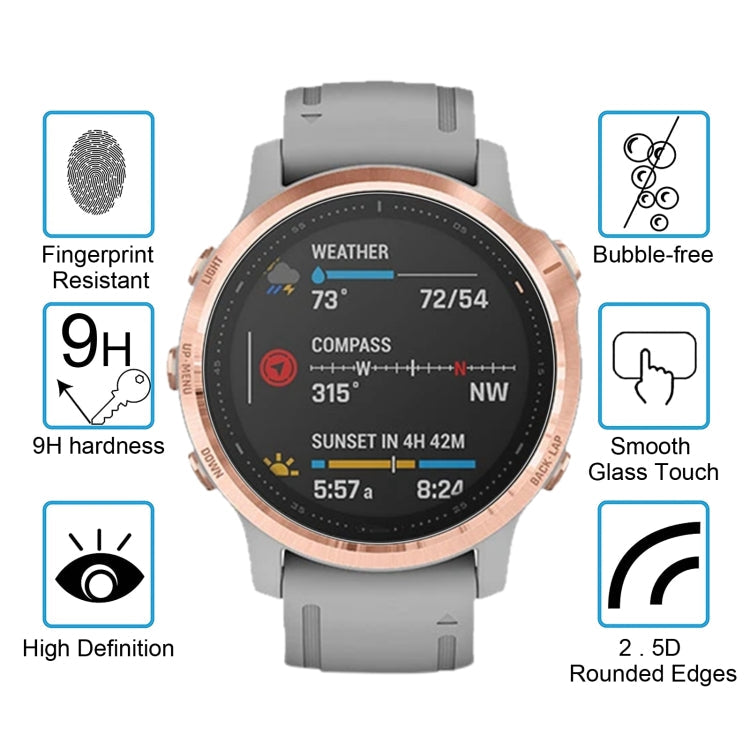 For Garmin Fenix 6S 0.26mm 2.5D 9H Tempered Glass Film Screen Protector, For Garmin Fenix 6S
