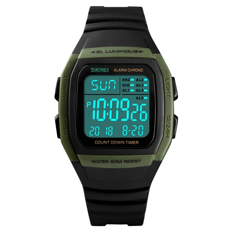 SKMEI 1278 Fashionable Outdoor 50m Waterproof Digital Watch Student Sports Wrist Watch Support 5 Group Alarm Clocks