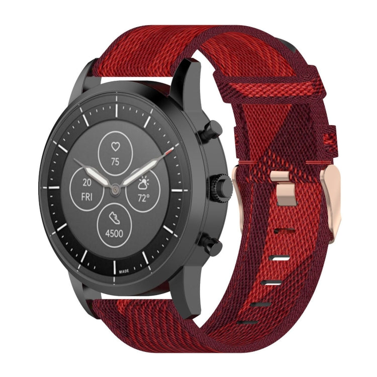 22mm Stripe Weave Nylon Wrist Strap Watch Band for Fossil Hybrid Smartwatch HR, Male Gen 4 Explorist HR & Sport
