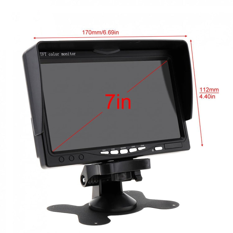 K0164 7 inch HD Car 18 IR Night Vision Rear View Backup Four Cameras Rearview Monitor, K0164