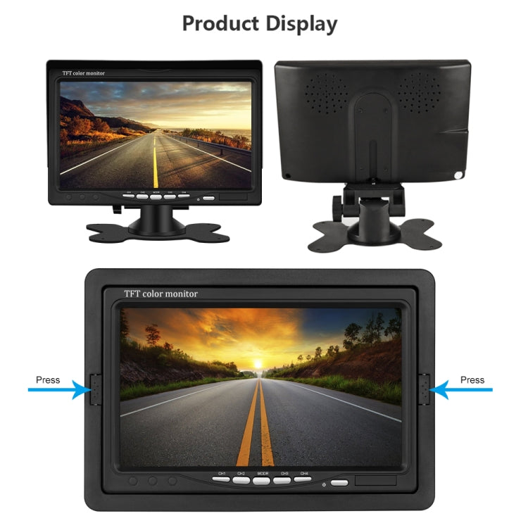 K0164 7 inch HD Car 18 IR Night Vision Rear View Backup Four Cameras Rearview Monitor, K0164