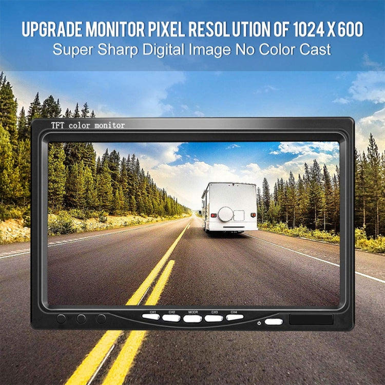 K0164 7 inch HD Car 18 IR Night Vision Rear View Backup Four Cameras Rearview Monitor, K0164