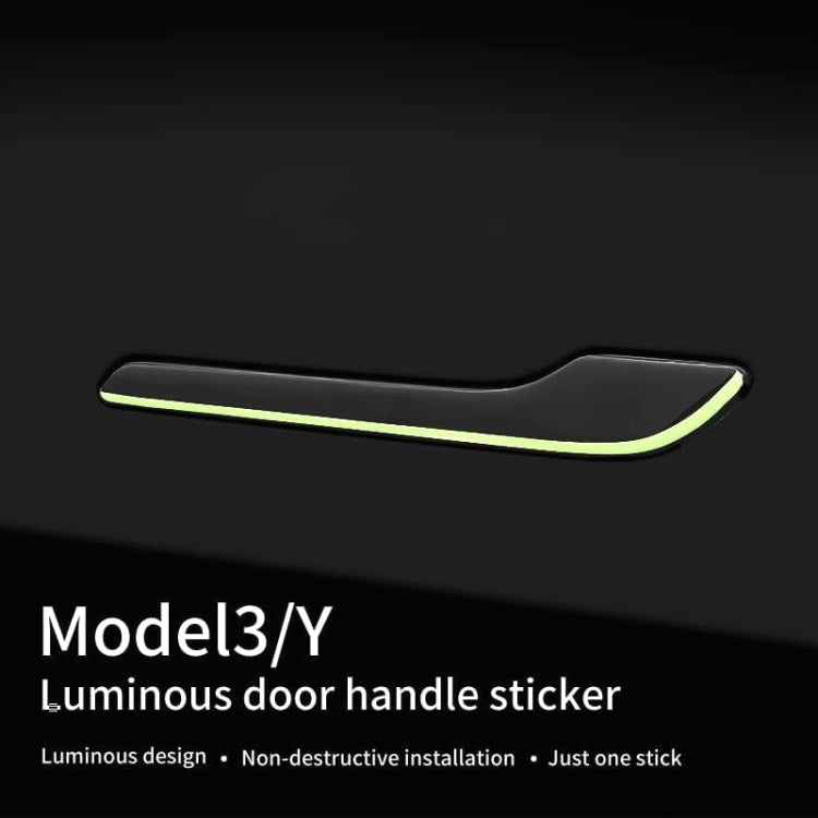 For Tesla Model 3 / Y 4pcs / Set Car Door Handle Luminous Decorative Sticker, Door Handle Decorative Sticker