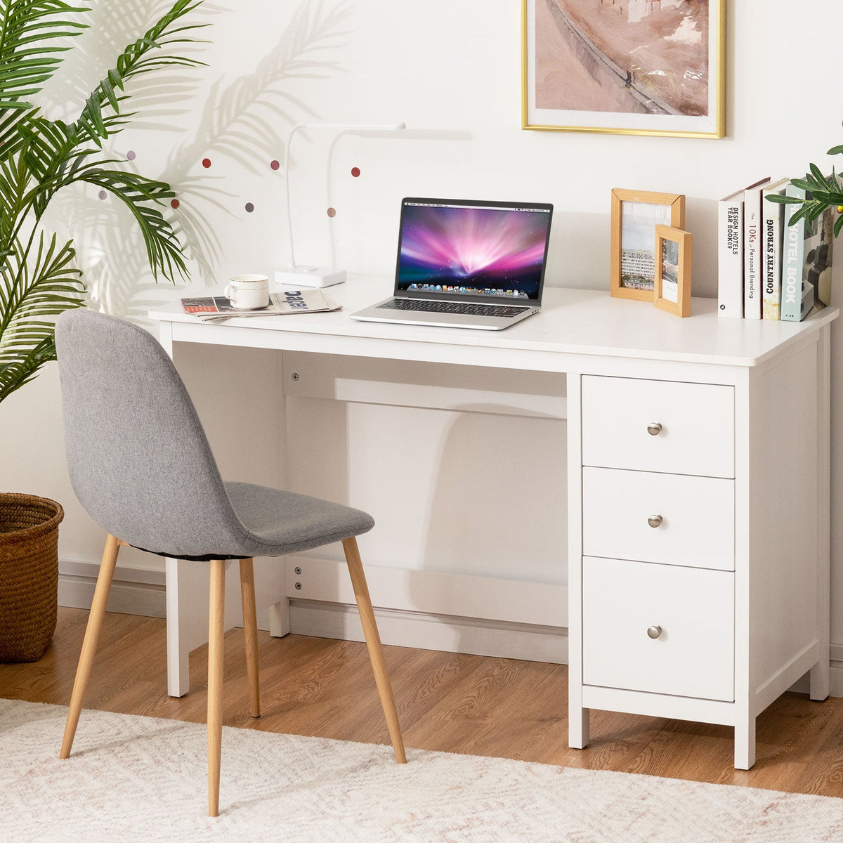 Modern Computer Desk with 3 Drawers for Home Office-Black