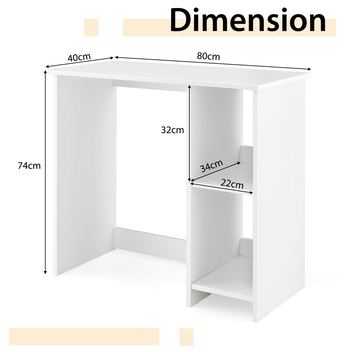 31.5 Inch Home Office Desk for Small Space-White