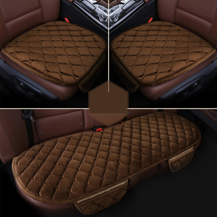 3 PCS / Set Luxurious Warm Car Seat Cover Cushion Universal Front Back Seat Covers Car Non-slip Chair Pad Warm Car Mats No Back Plush Cushion