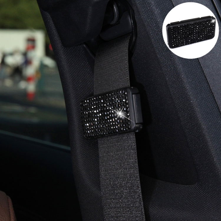Car Seat Belts Crystal Clip Fixer Tightening Regulator, Crystal Black