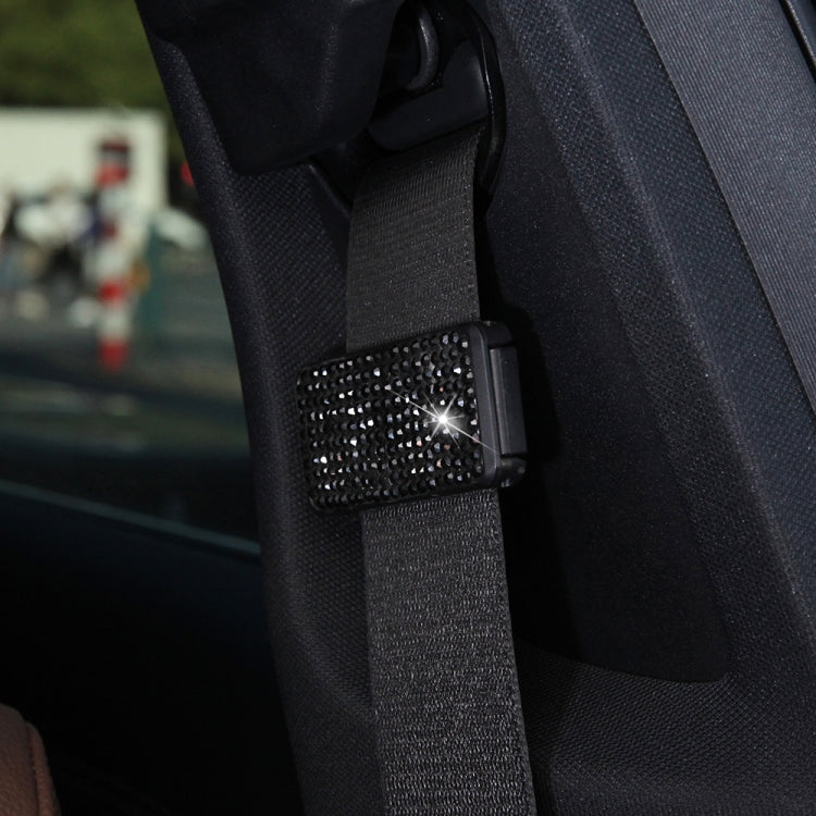 Car Seat Belts Crystal Clip Fixer Tightening Regulator, Crystal Black