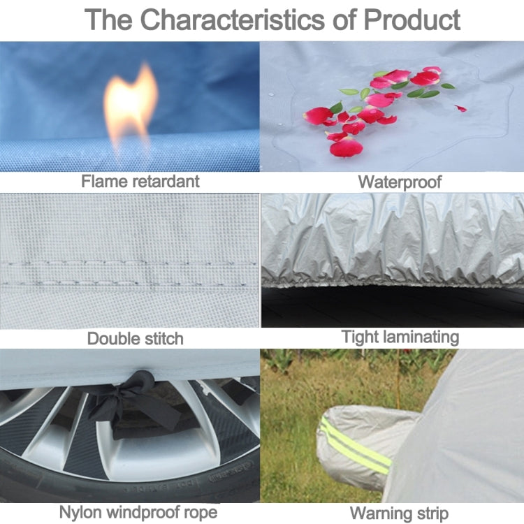 Oxford Cloth Anti-Dust Waterproof Sunproof Flame Retardant Breathable Indoor Outdoor Full Car Cover Sun UV Snow Dust Resistant Protection SUV Car Cover with Warning Strips, Fits Cars up to 4.8m(187 inch) in Length                                       ...