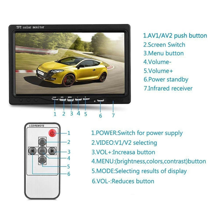 F0505 7 inch HD Car Dual Camera Rearview Mirror Monitor, with 2 x 10m Cable, Dual Camera