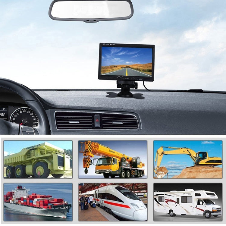 F0505 7 inch HD Car Dual Camera Rearview Mirror Monitor, with 2 x 10m Cable, Dual Camera