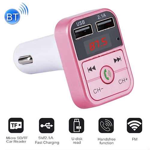 B2 Dual USB Charging Bluetooth FM Transmitter MP3 Music Player Car Kit, Support Hands-Free Call  & TF Card & U Disk, B2 (Rose Gold)