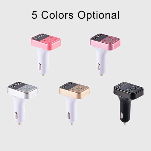 B2 Dual USB Charging Bluetooth FM Transmitter MP3 Music Player Car Kit, Support Hands-Free Call  & TF Card & U Disk, B2 (Rose Gold)