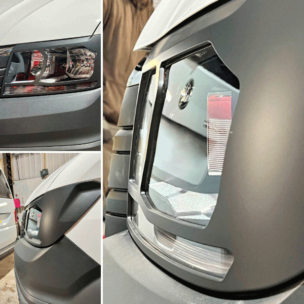For VW Crafter Headlight Guards Hammerite Ultimate Matte Black (2018-2025) | Front Headlight Protectors | Van-X