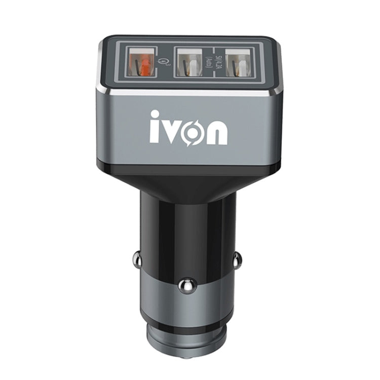 IVON CC36 39W 7.2A QC 3.0 USB + Dual USB Car Charger with Ambient Light, CC36