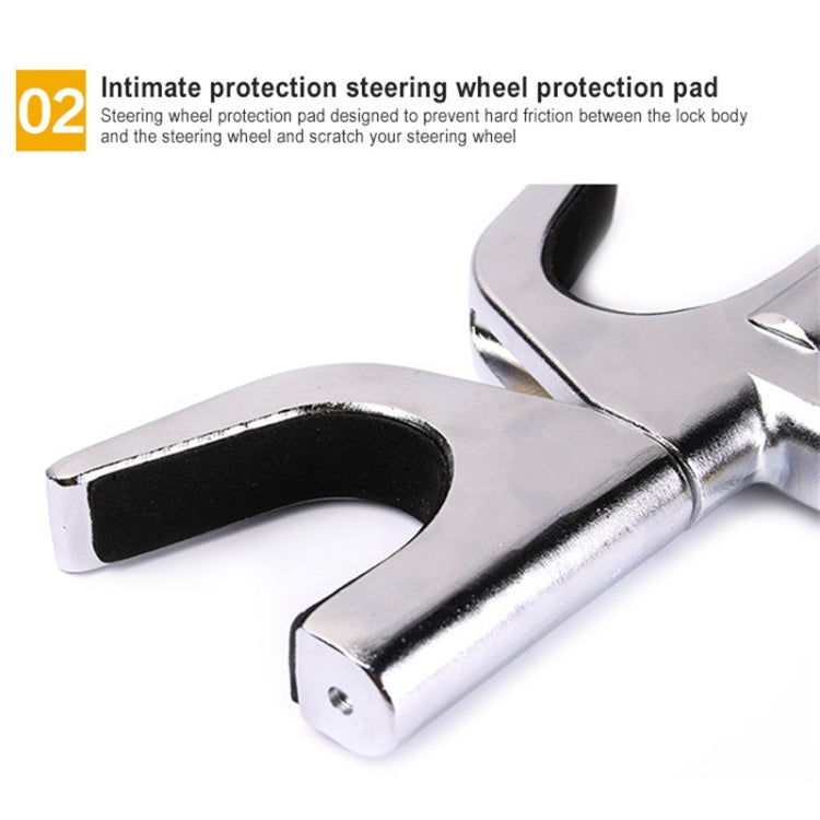 Car Adjustable Telescopic U Shape Steering Wheel Lock Anti-theft Cipher Lock with Safety Hammer, with Safety Hammer