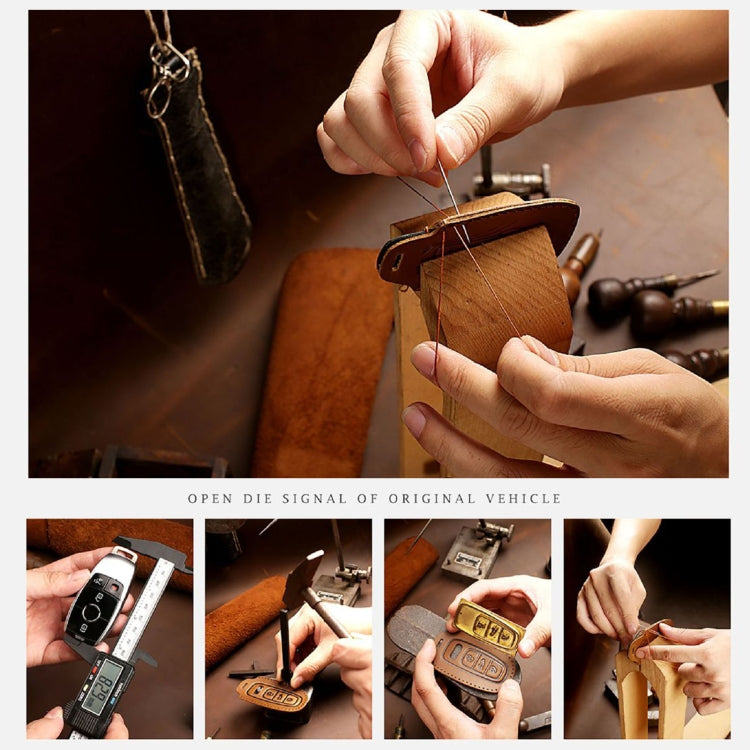 Hallmo Car Cowhide Leather Key Protective Cover Key Case for BMW Blade Style, For BMW Blade Style