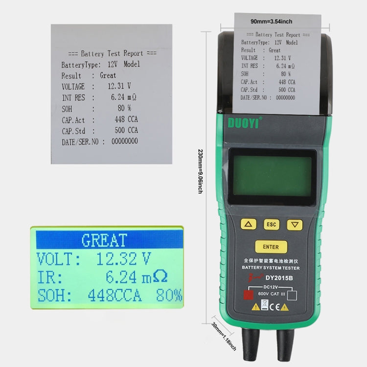 DUOYI DY2015B Car 12V Battery Tester, DY2015B