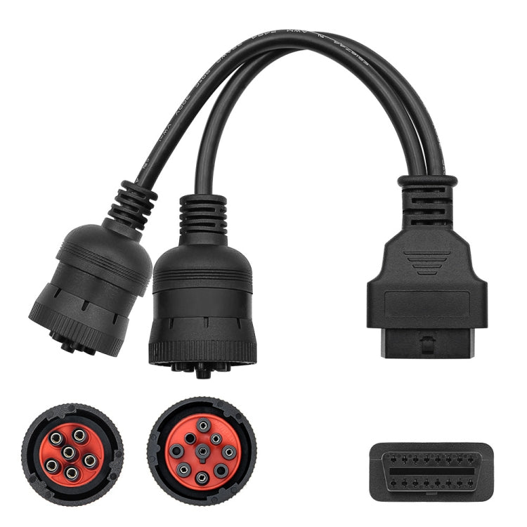 J1708 J1939 6Pin 9Pin to OBD2 16Pin Female Car Diagnostic Adapter Cable, 6Pin 9Pin to OBD2