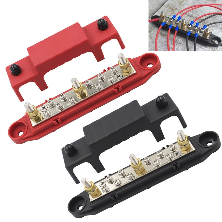 1 Pair 48V 150A M6 Power Distribution Terminal Block Battery Bus Bar Set, M6