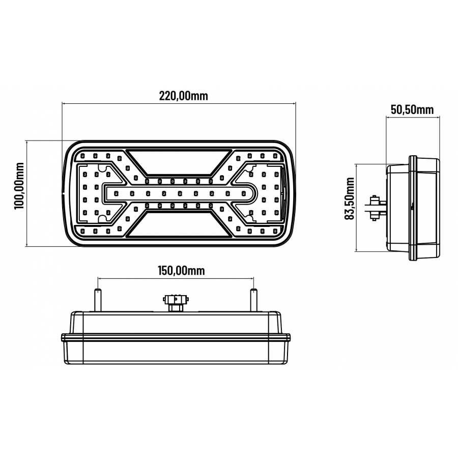 Truck LED X RANGE Rear Multi Function Trailer Combination Lamp - 12/24V