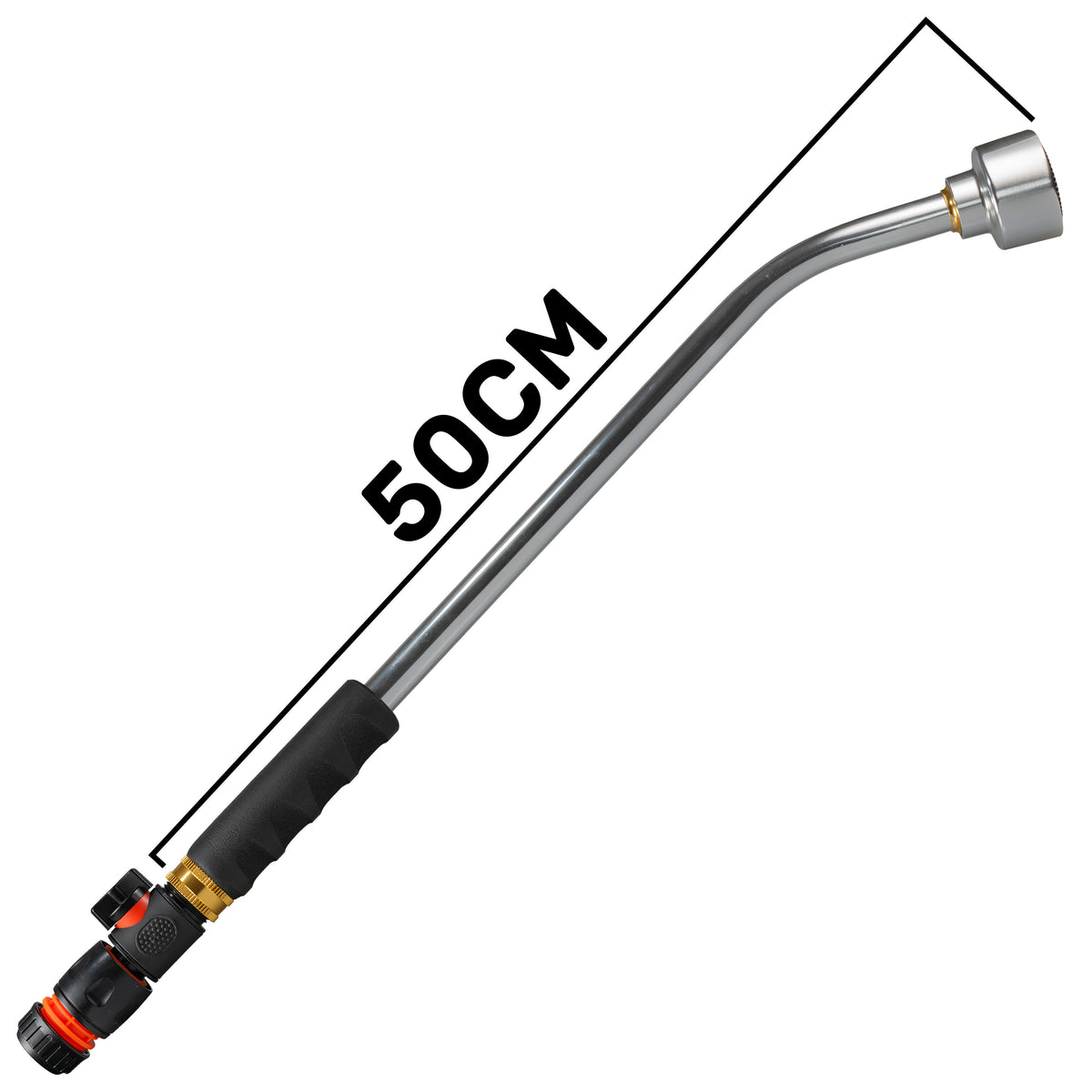 50cm Garden Watering Lance with Quick Connect Valve (Black) and Hose Connector