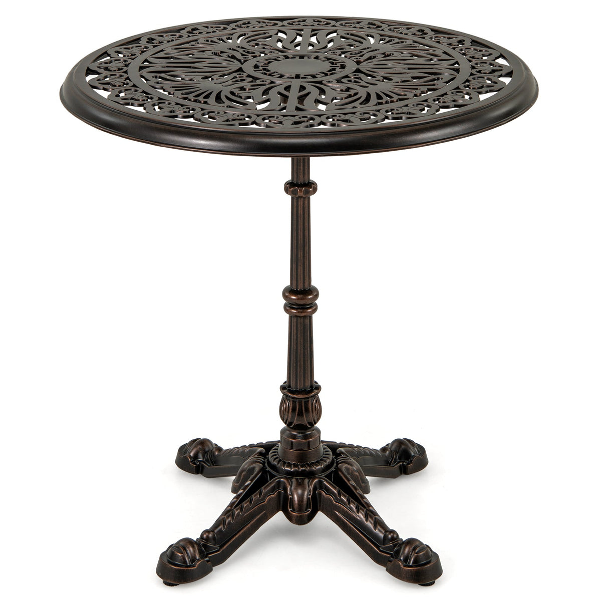 68CM Round Cast Aluminum Patio Bistro Table with Hollow Top-Copper