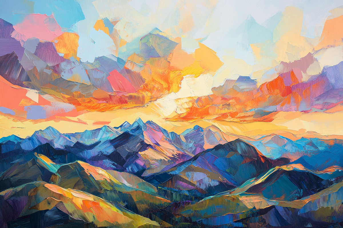 Chaotic Sunset Geometry Canvas