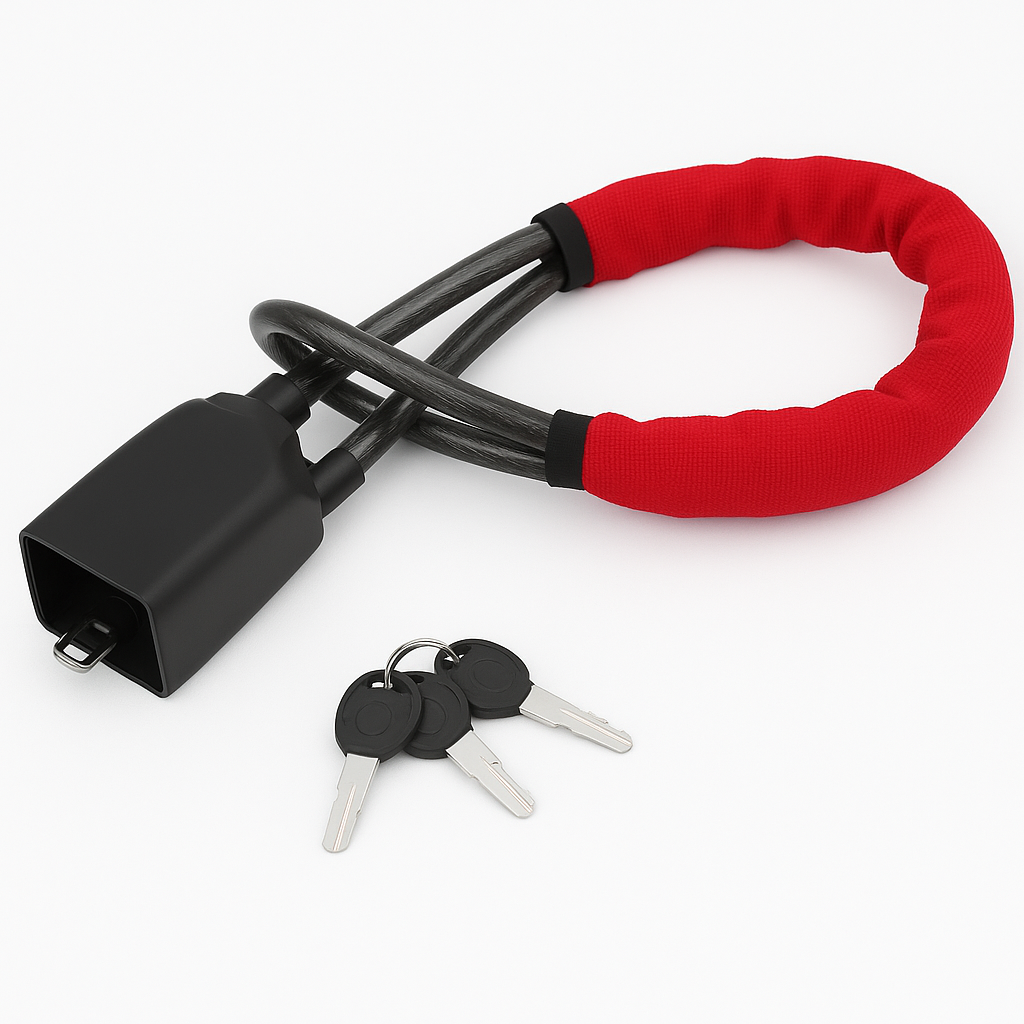 Universal Car Steering Wheel Lock with Seat Belt Socket – Heavy-Duty Steel Rope Anti-Theft Protection Device for Car, SUV, Truck, Van & RV with 3 Keys
