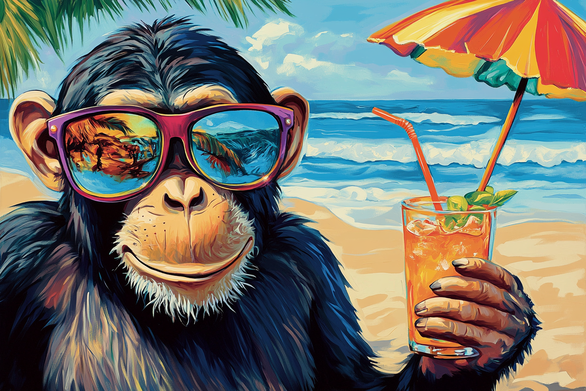 Cheeky Monkey Beach Canvas
