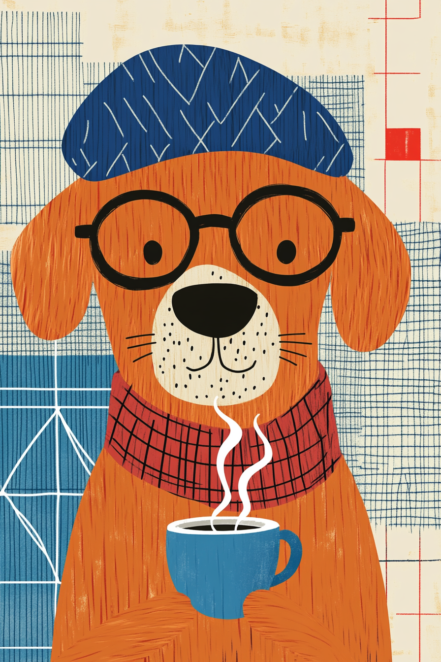 Coffee Break Dog Canvas