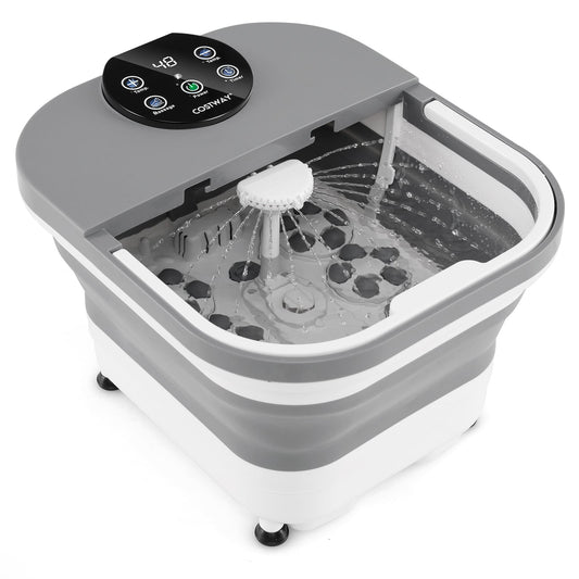 Collapsible Foot Spa Massager Bath Tub with Heat Shower and Timer-Blue