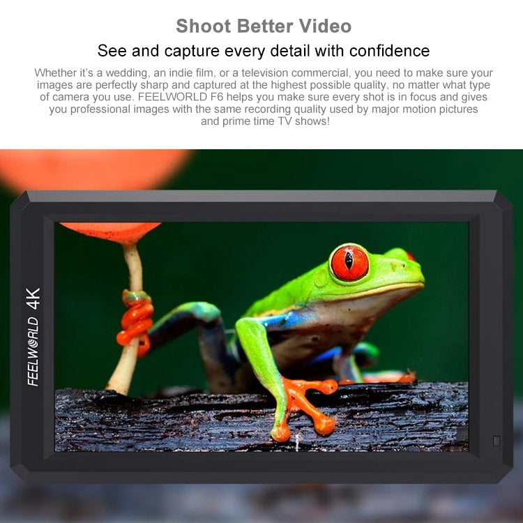 FEELWORLD F6 1920x1080 5.5 inch IPS Screen HDMI 4K Camera Field Monitor, F6