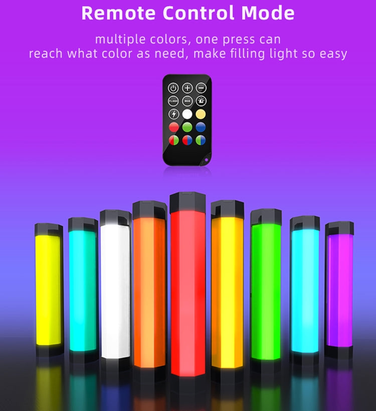 LUXCeO RGB Colorful Photo LED Stick Video Light APP Control Adjustable Color Temperature Waterproof Handheld LED Fill Light with Remote Control, P200 RGB