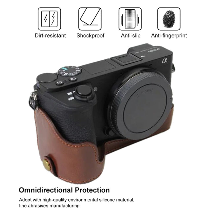 1/4 inch Thread PU Leather Camera Half Case Base for Sony ILCE-A6500 / A6500, For Sony ILCE-A6500 / A6500