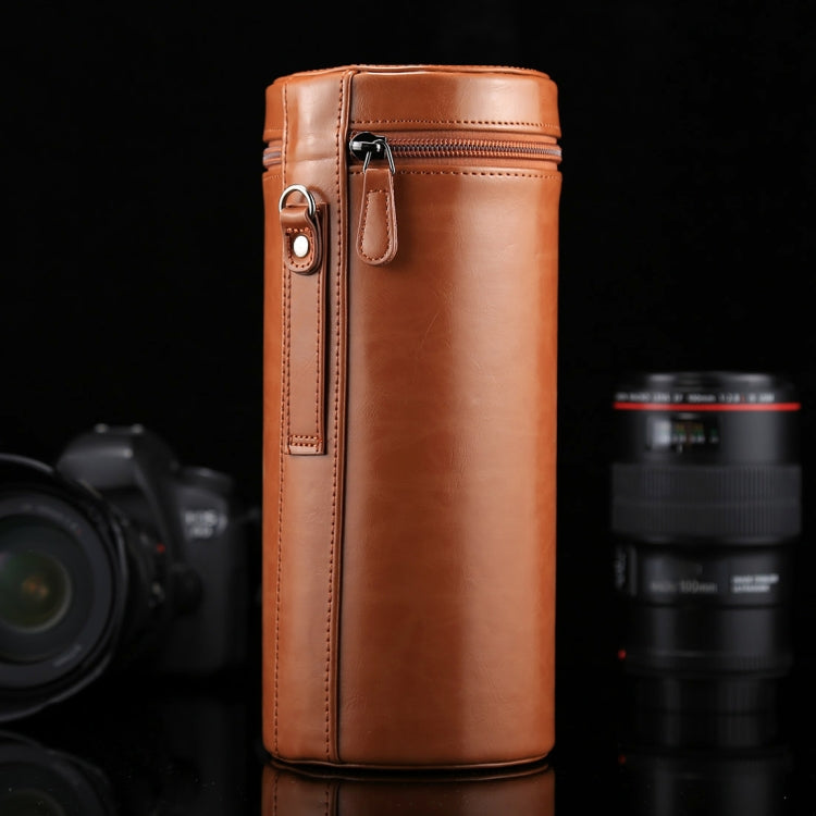 Extra Large Lens Case Zippered PU Leather Pouch Box for DSLR Camera Lens, Size: 24.5*10.5*10.5cm, 24.5 x 10.5cm (Brown), 24.5 x 10.5cm (Coffee), 24.5 x 10.5cm (Black)