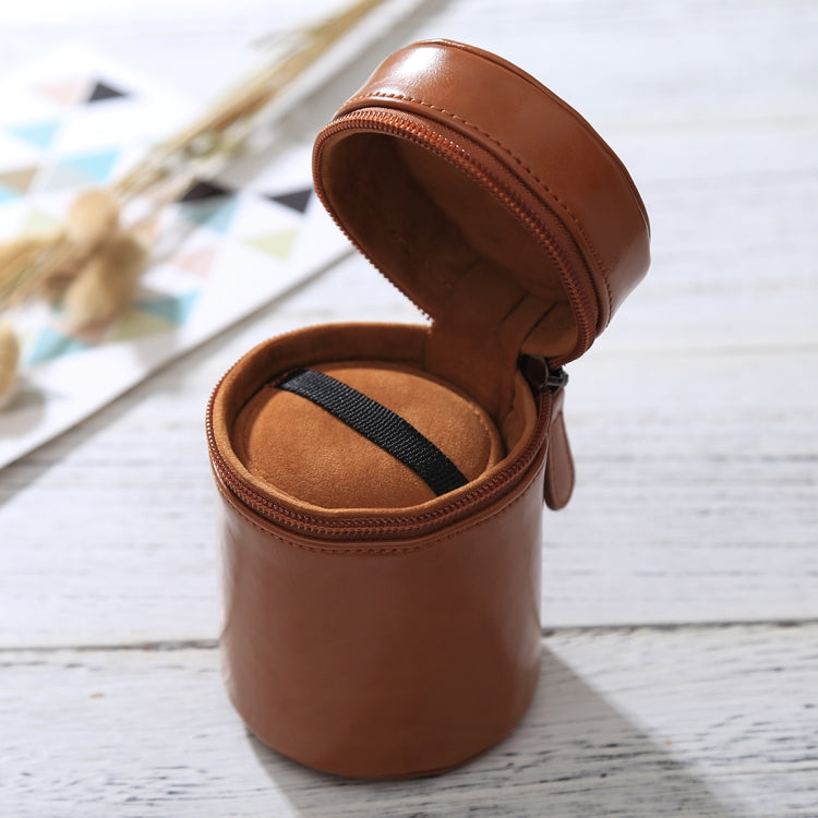 Small Lens Case Zippered PU Leather Pouch Box for DSLR Camera Lens, Size: 11x8x8cm, 11 x 8cm (Brown), 11 x 8cm (Coffee), 11 x 8cm (Black)