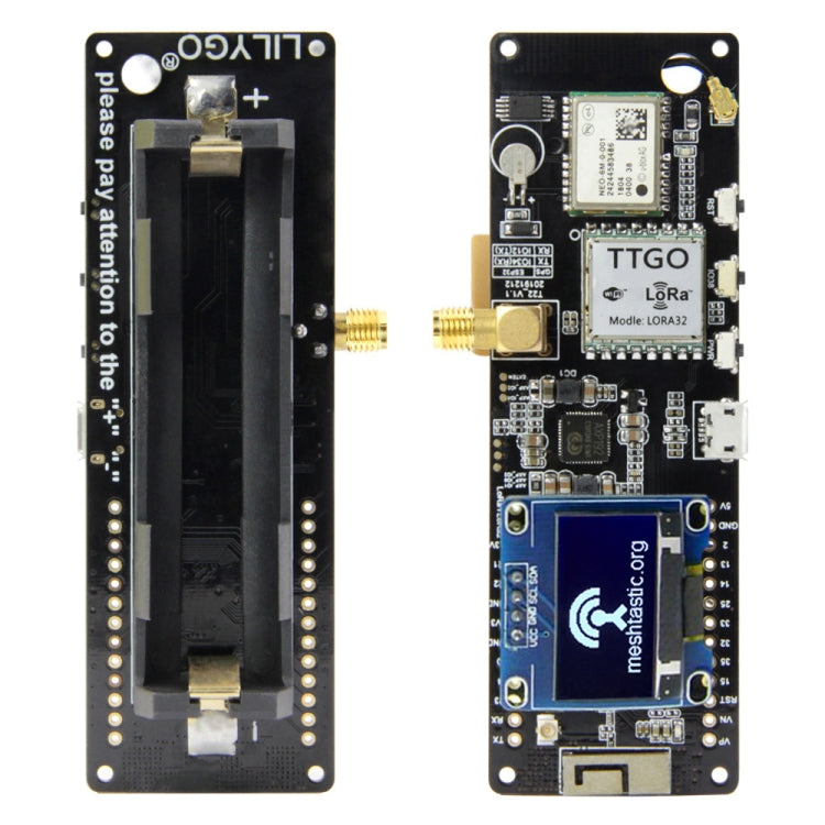 TTGO Meshtastic T-Beam V1.1 ESP32 923MHz OLED WiFi Bluetooth GPS NEO-6M SMA 18650 Battery Holder, 923MHZ OLED