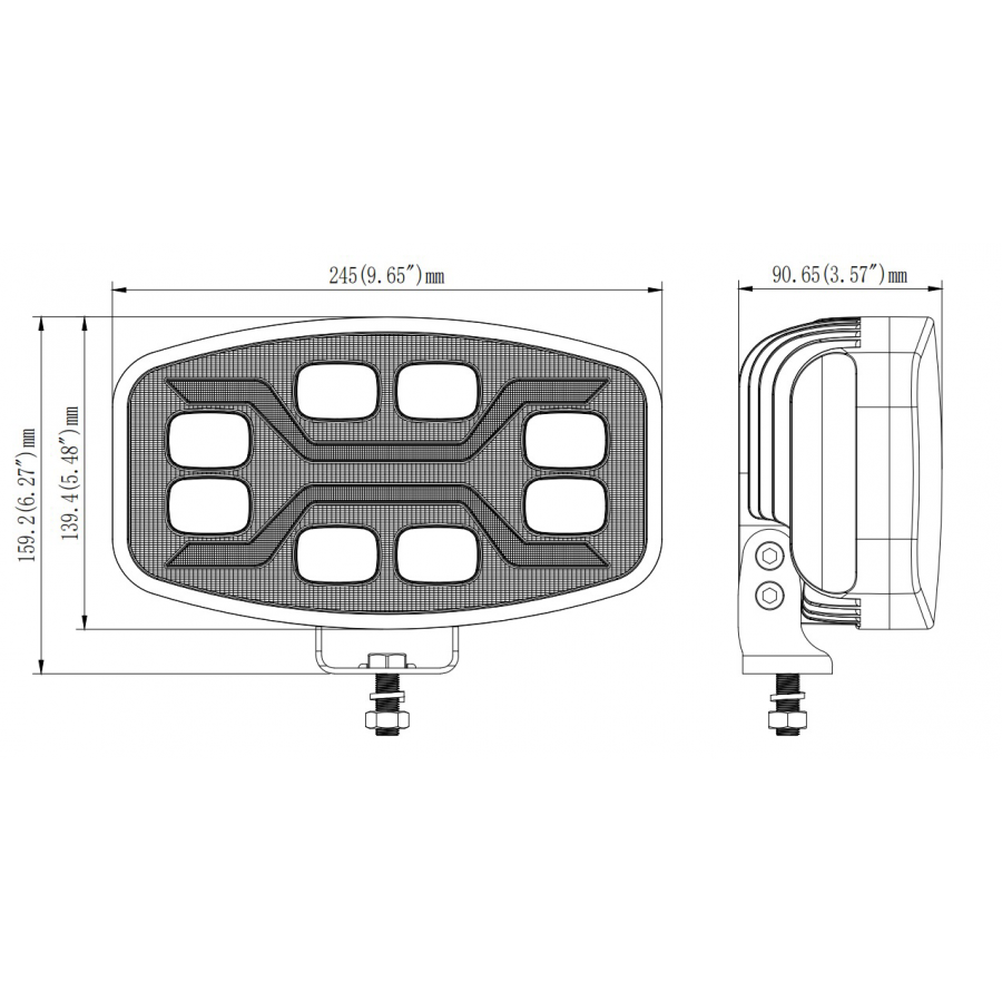 Truck LED X Range 3-in-1 Oval Driving Lamp – White Position Light & R65 Amber Warning Strobe, 12–24V