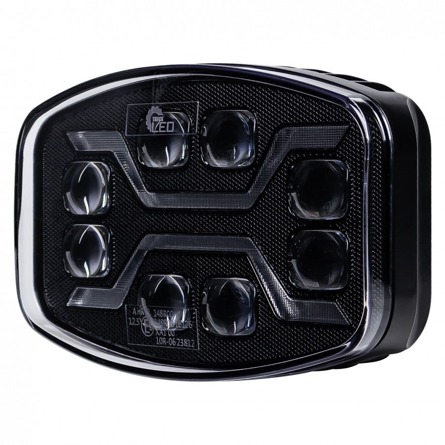 Truck LED X Range 3-in-1 Oval Driving Lamp – White Position Light & R65 Amber Warning Strobe, 12–24V