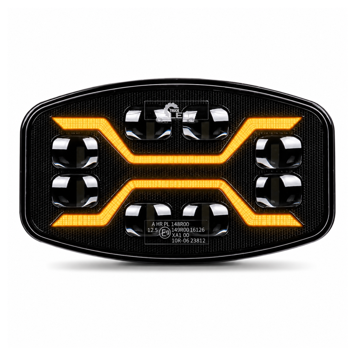 Truck LED X Range 3-in-1 Oval Driving Lamp – White Position Light & R65 Amber Warning Strobe, 12–24V
