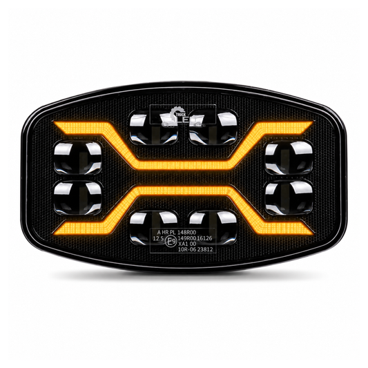 Truck LED X Range 3-in-1 Oval Driving Lamp – White Position Light & R65 Amber Warning Strobe, 12–24V