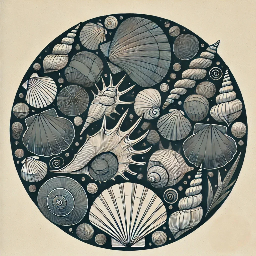 Dark Shells Line Art Canvas