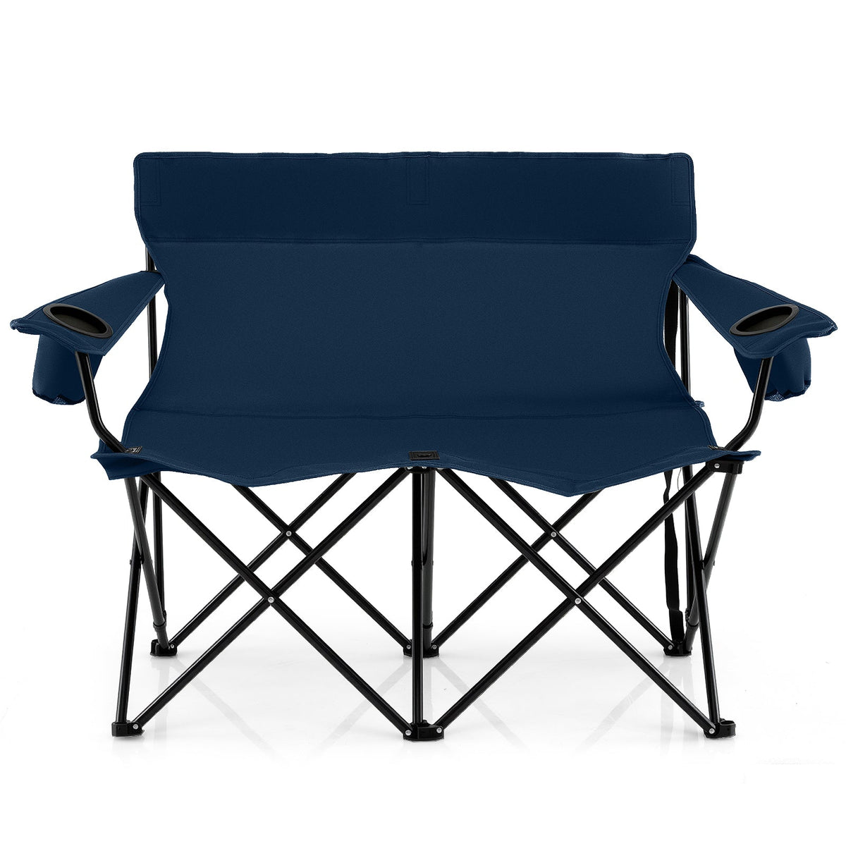 Double Camping Chair with Cup Holders and Carrying Bag-Black