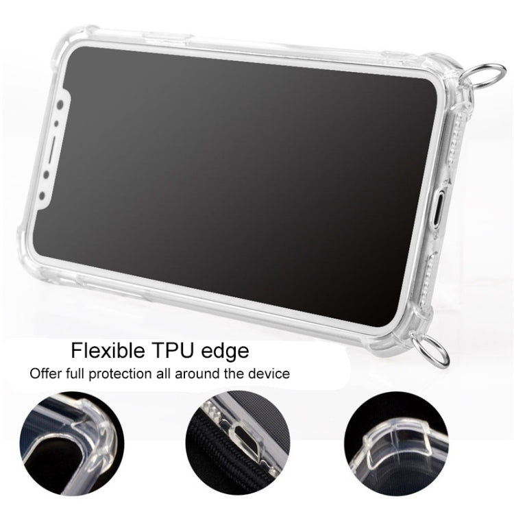 Four-Corner Anti-Fall Trasparent TPU Mobile Phone Case With Lanyard for iPhone, For iPhone 11 Pro