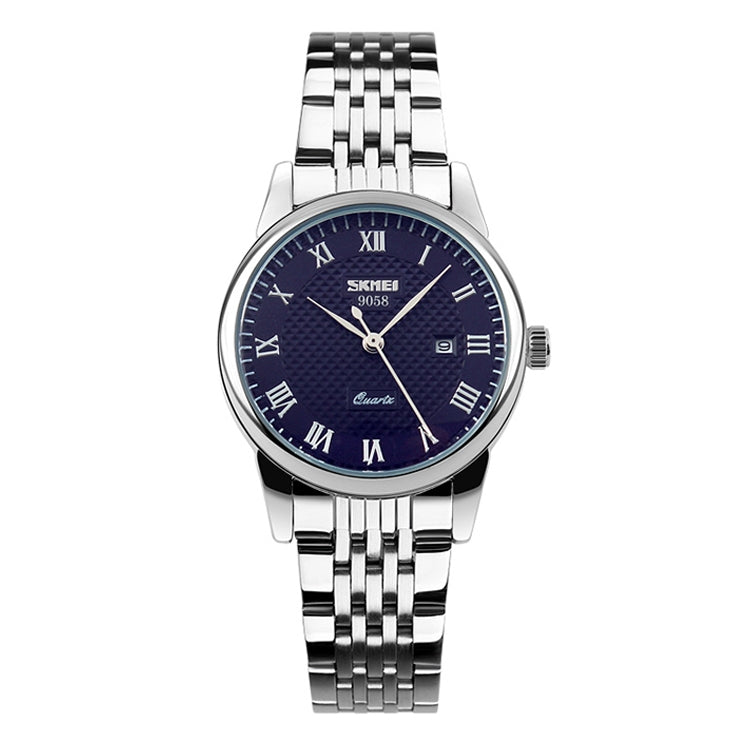 SKMEI 9058 Multifunctional Outdoor Fashion Waterproof Steel Strip Quartz Wrist Watch, Men Style Black, Men Style White, Men Style Blue, Women Style Black, Women Style White, Women Style Blue