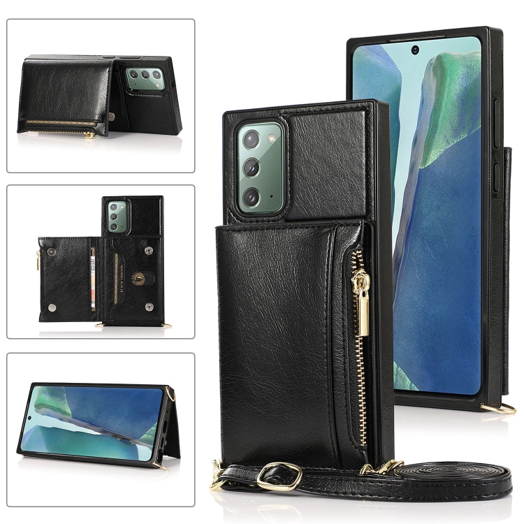 Square Zipper Wallet Bag TPU+PU Back Cover Case with Holder & Card Slots & Wallet & Cross-body Strap, For Samsung Galaxy S10 Plus, For Samsung Galaxy S20, For Samsung Galaxy S20 Plus, For Samsung Galaxy S20 Ultra, For Samsung Galaxy Note20